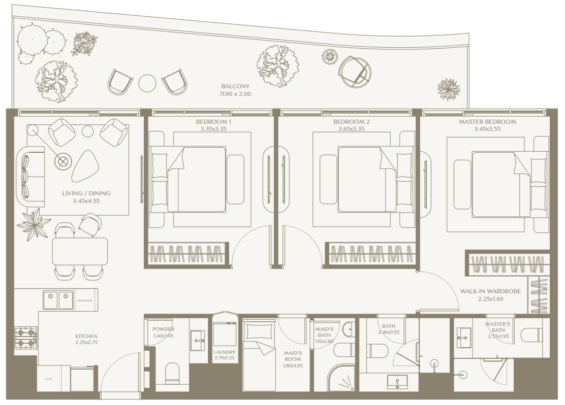 Квартира в Умм-эль-Кайвайне, ОАЭ, 133.5 м² - фото 15