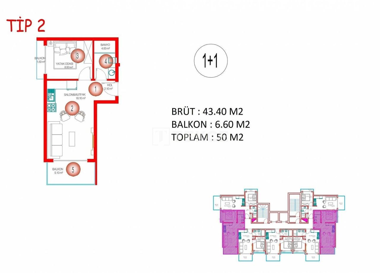 Пентхаус в Алании, Турция, 120 м² - фото 14