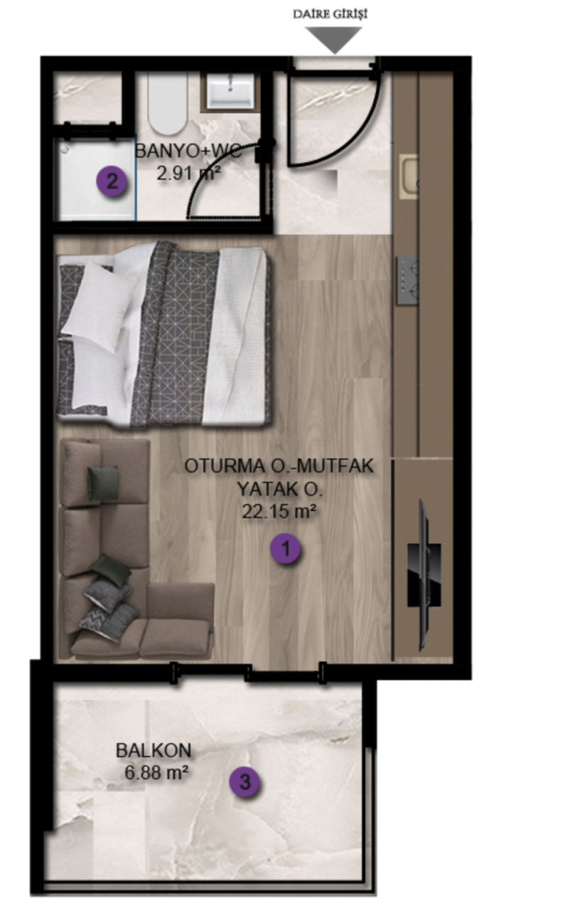 Квартира в Мерсине, Турция, 40 м² - фото 7