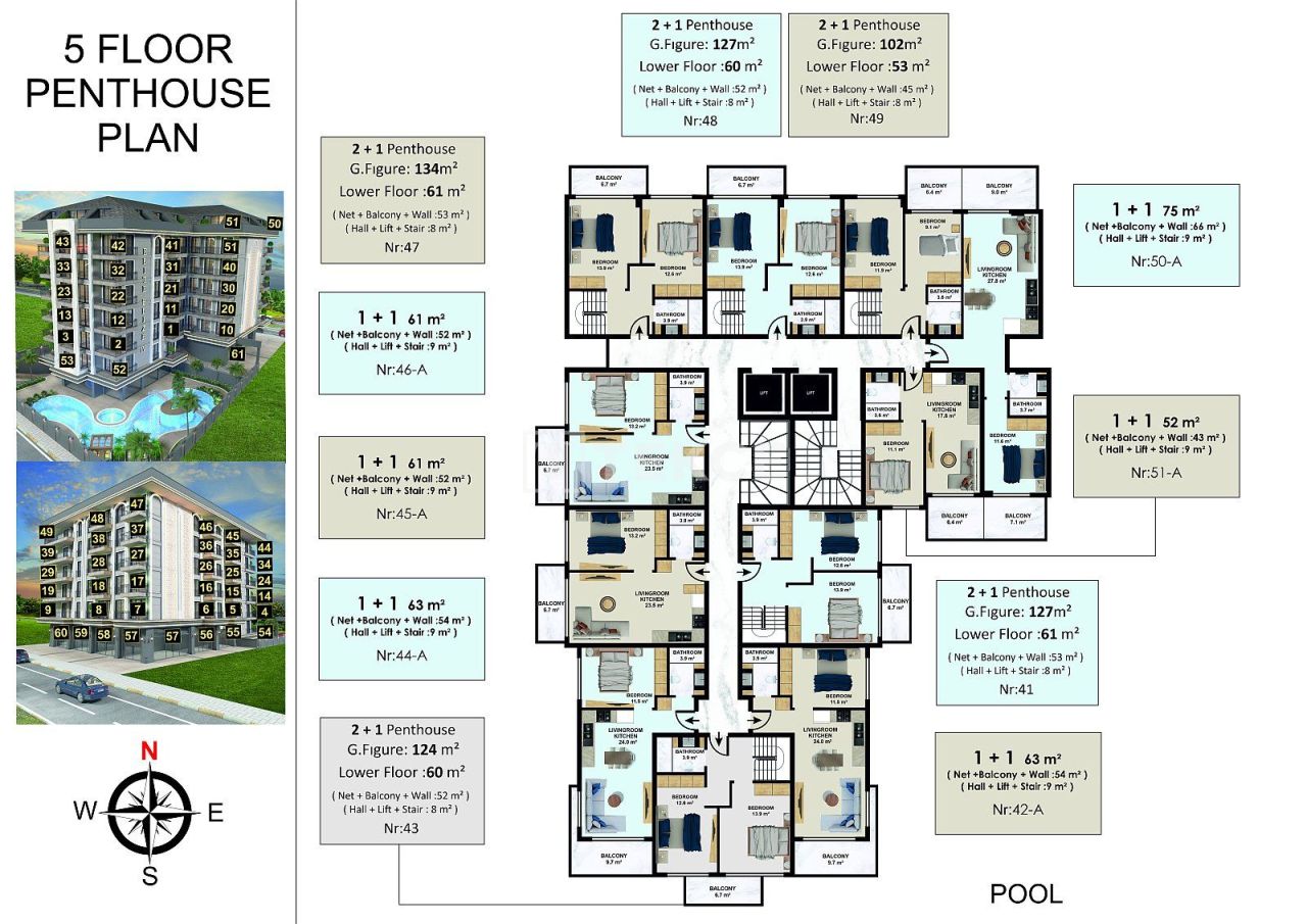 Пентхаус в Алании, Турция, 52 м² - фото 17