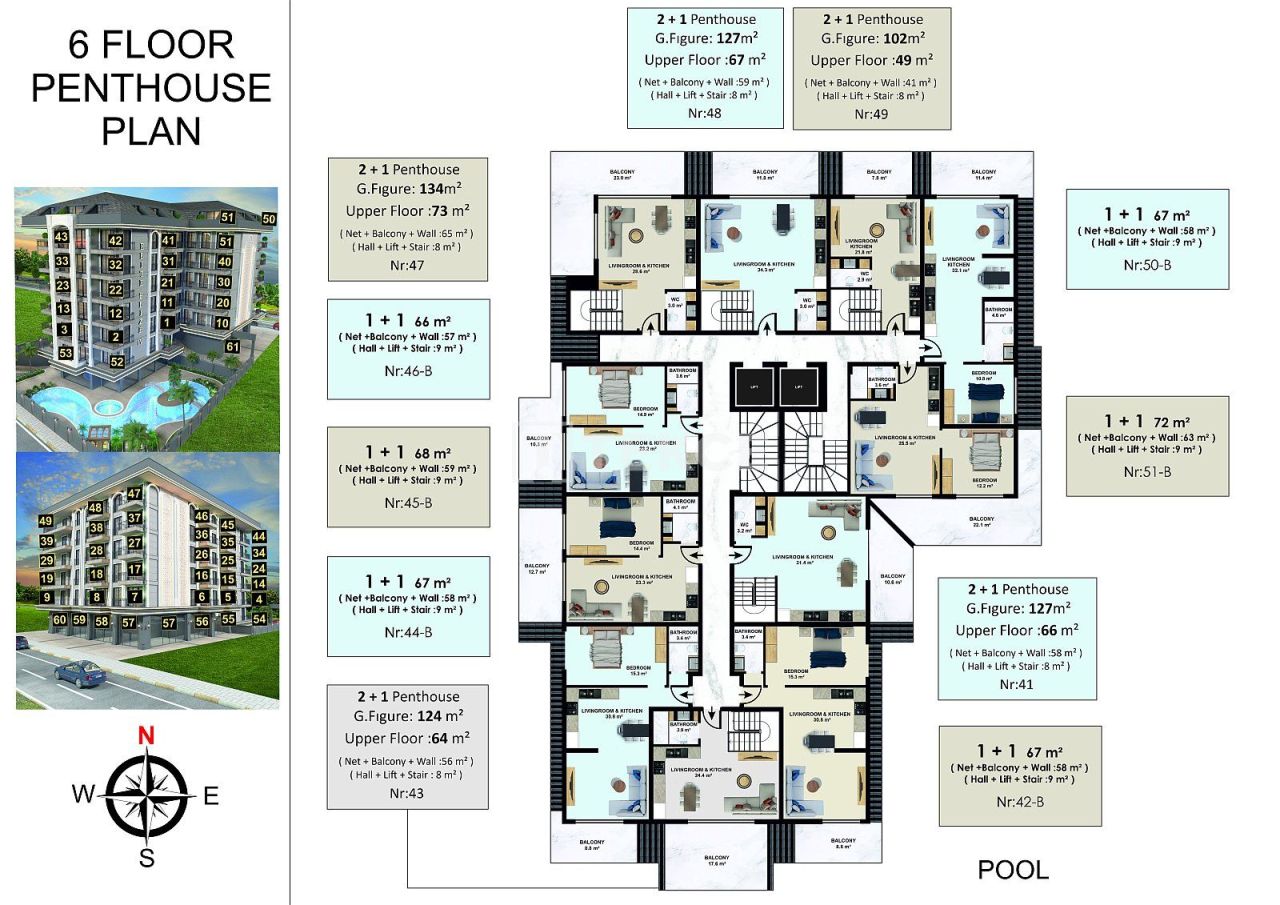 Пентхаус в Алании, Турция, 52 м² - фото 18