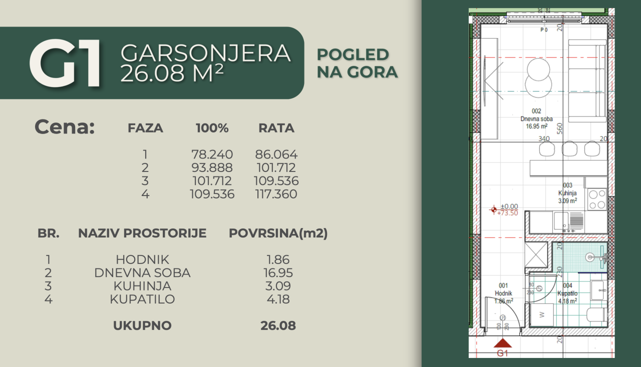 Квартира в Тивате, Черногория, 51.19 м² - фото 8