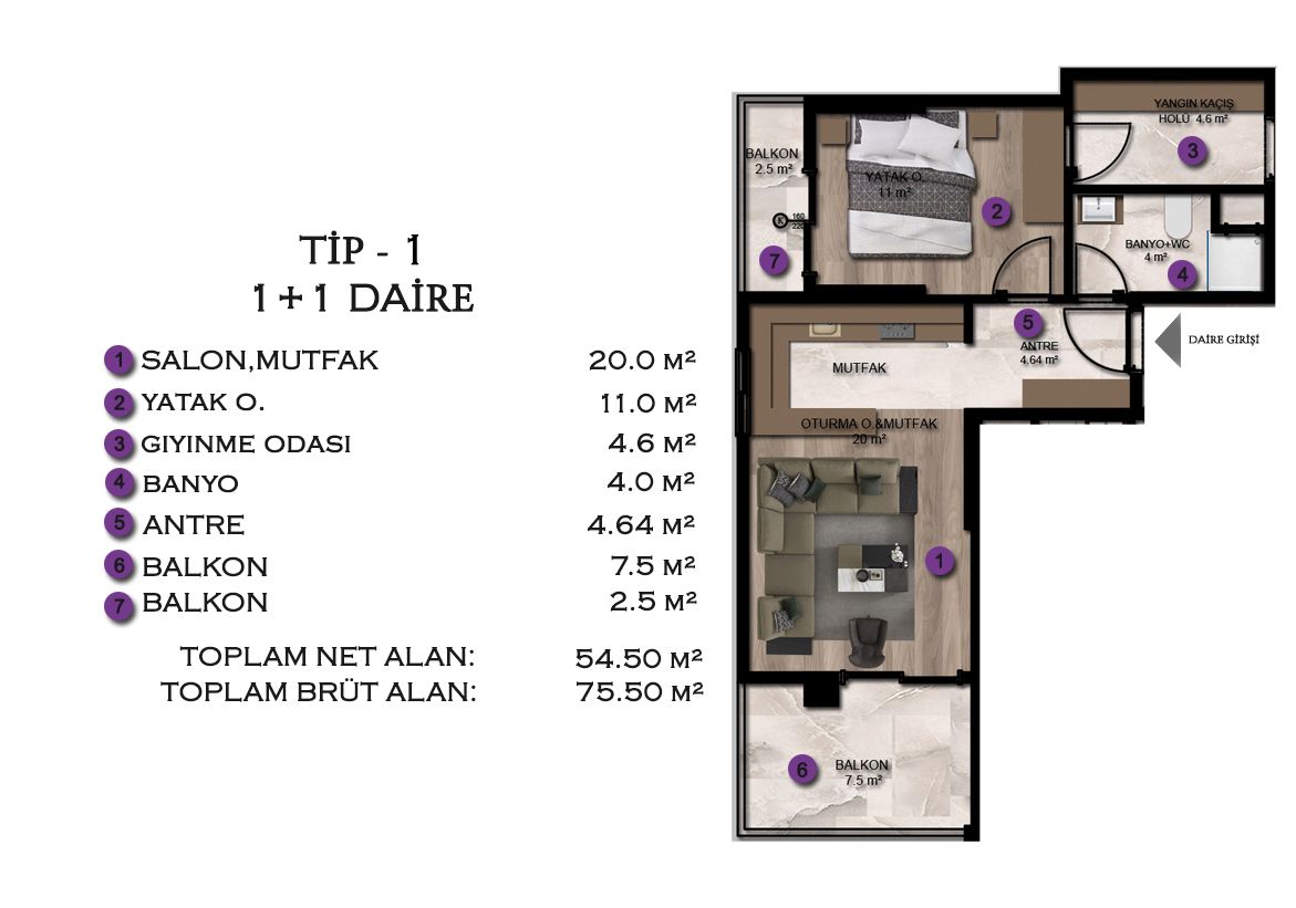 Квартира в Мерсине, Турция, 43 м² - фото 5