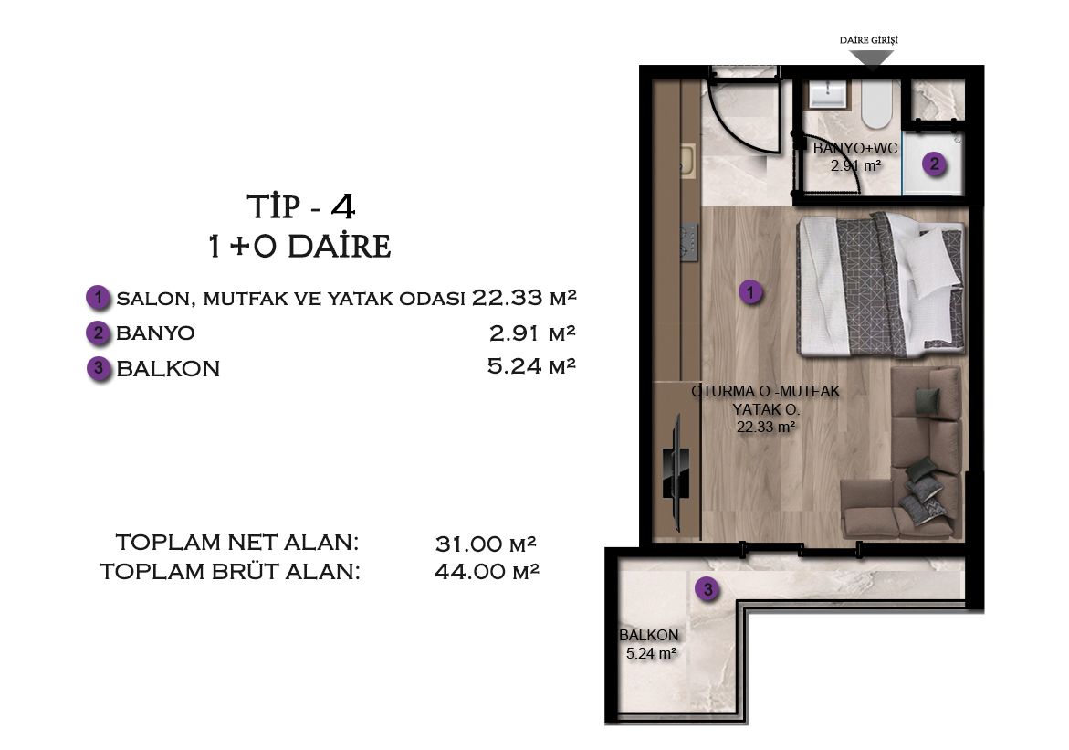 Квартира в Мерсине, Турция, 43 м² - фото 7