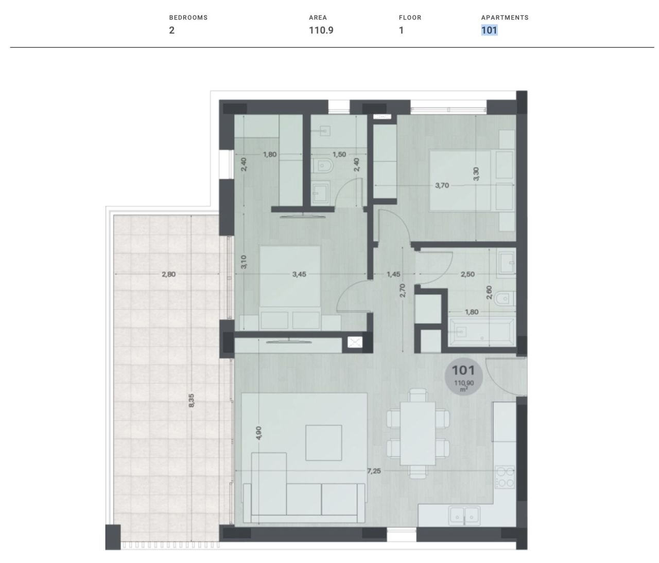 Квартира в Лимасоле, Кипр, 110 м² - фото 12