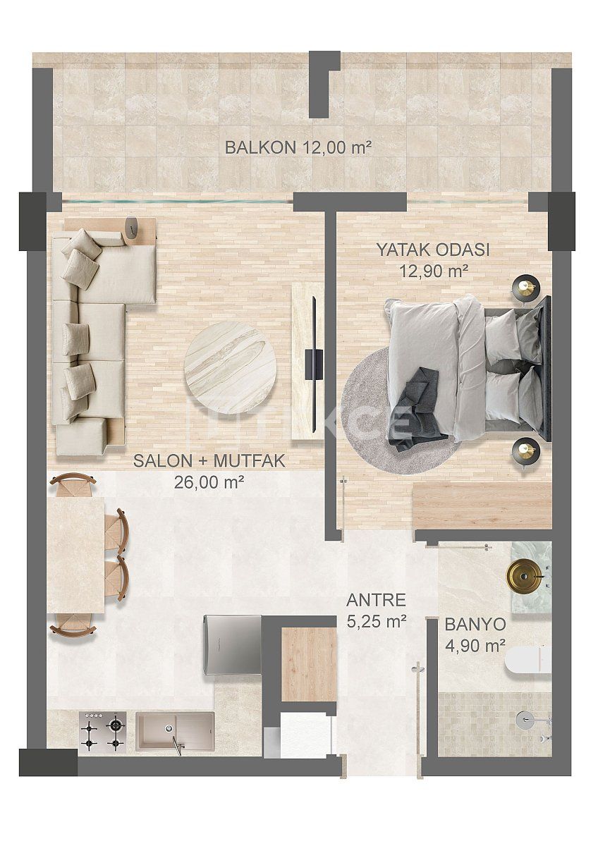 Апартаменты в Анталии, Турция, 55 м² - фото 17