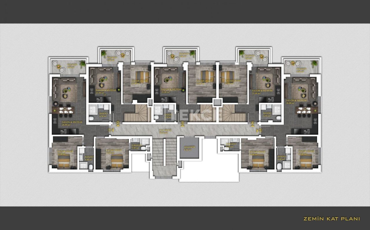 Апартаменты в Алании, Турция, 75 м² - фото 16