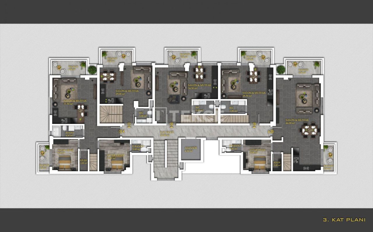 Апартаменты в Алании, Турция, 75 м² - фото 17