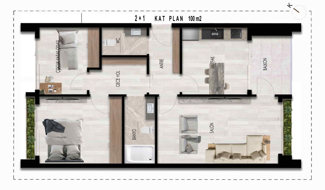 Квартира в Анталии, Турция, 50 м² - фото 2