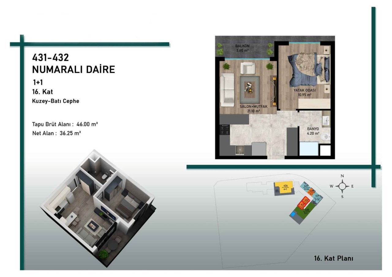 Квартира Алтынташ, Турция, 42 м² - фото 3