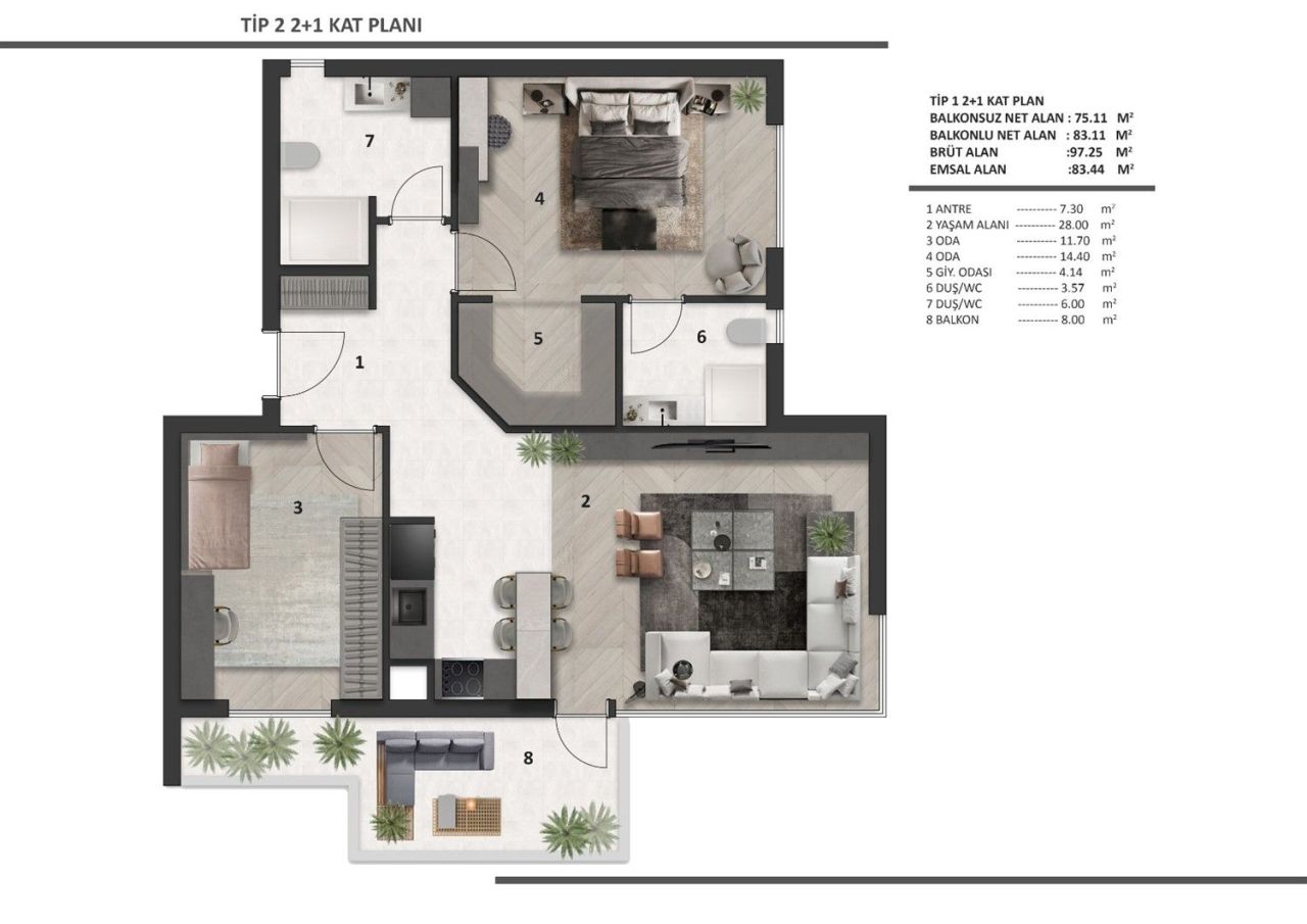Квартира Алтынташ, Турция, 75 м² - фото 4
