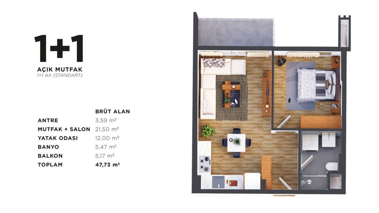 Квартира в Анталии, Турция, 48 м² - фото 6