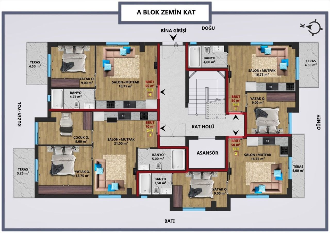 Квартира Центр, Турция, 50 м² - фото 6
