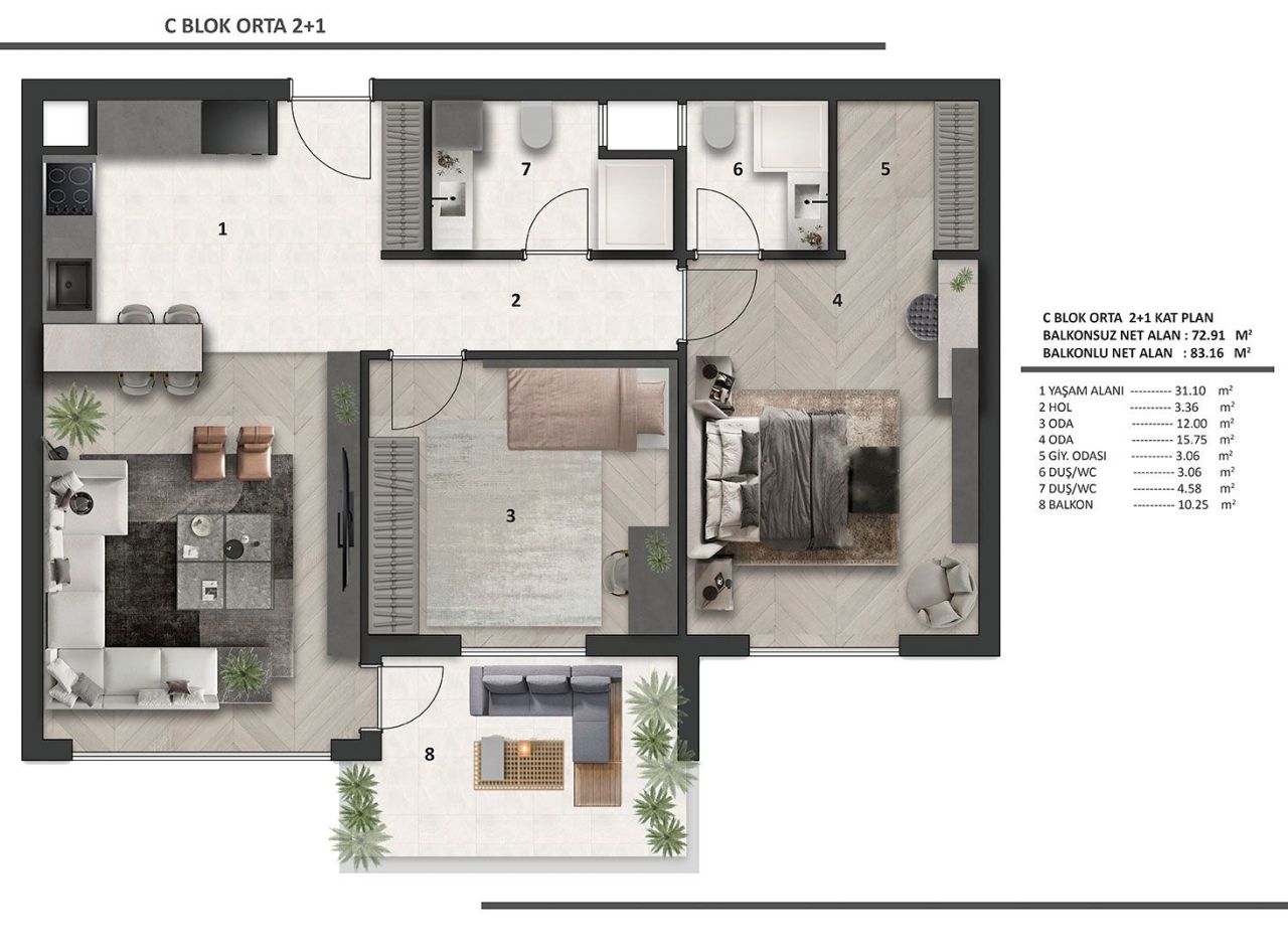 Квартира Алтынташ, Турция, 75 м² - фото 6