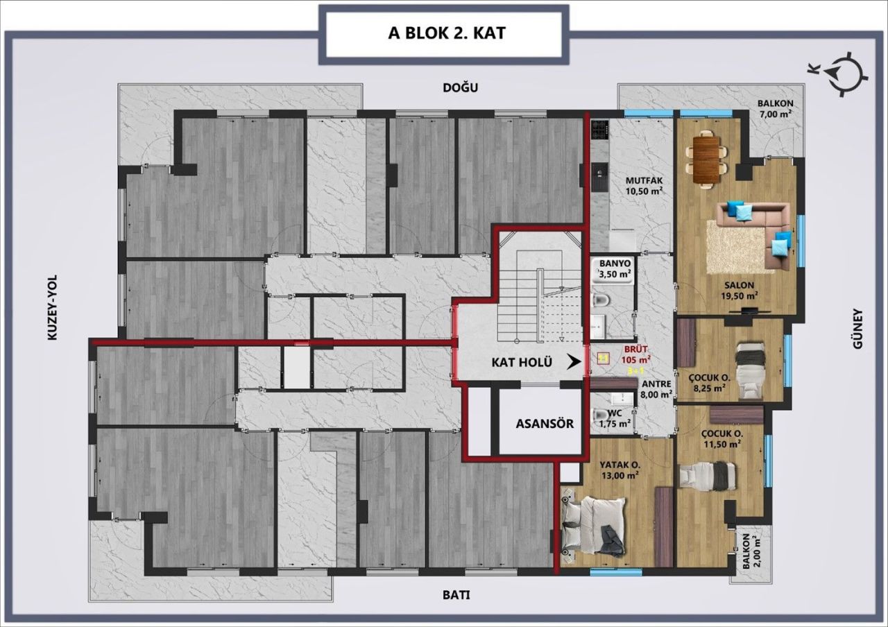 Квартира Центр, Турция, 50 м² - фото 7