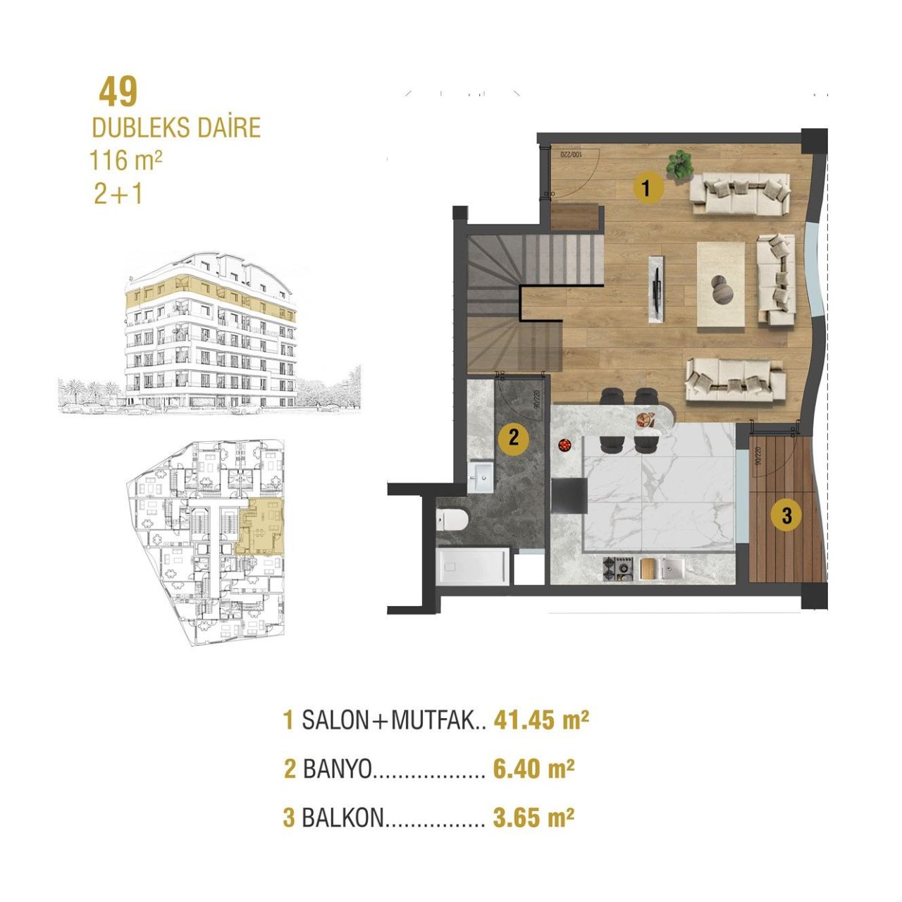 Квартира Центр, Турция, 54 м² - фото 9