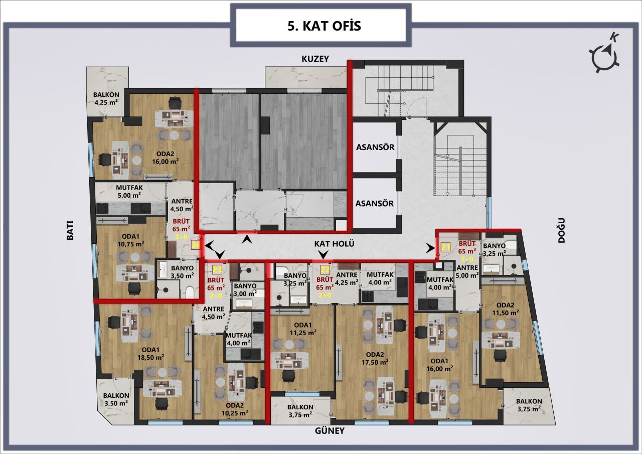 Квартира Центр, Турция, 65 м² - фото 10