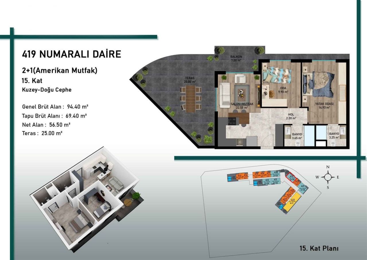 Квартира Алтынташ, Турция, 42 м² - фото 10