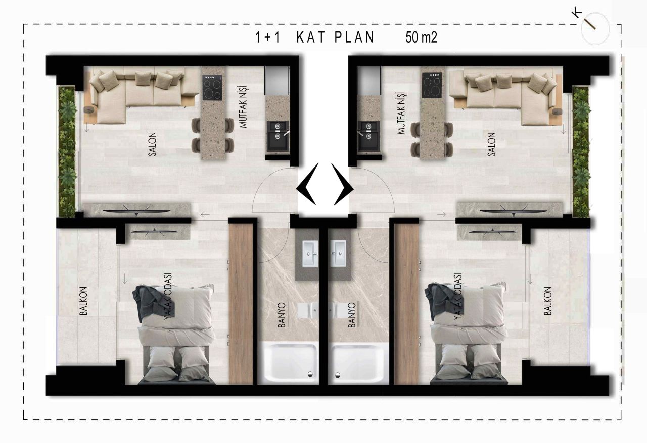 Квартира в Анталии, Турция, 50 м² - фото 11