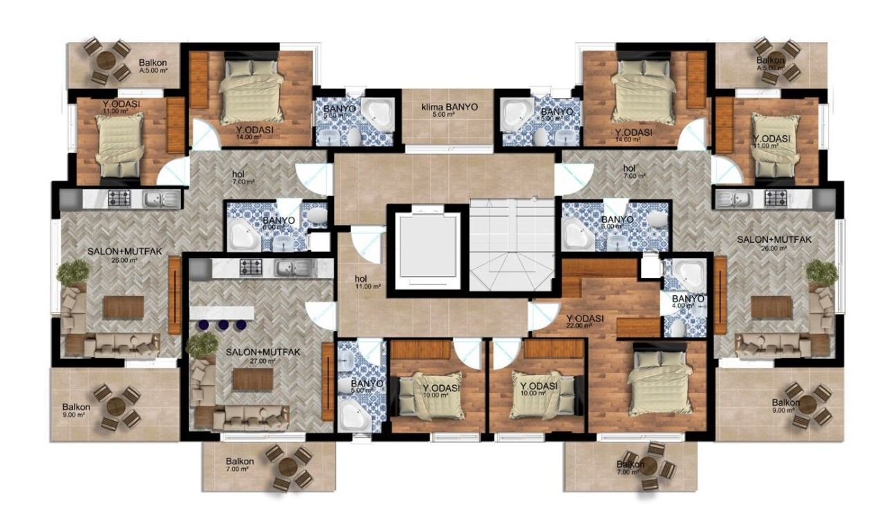 Квартира в Анталии, Турция, 65 м² - фото 11