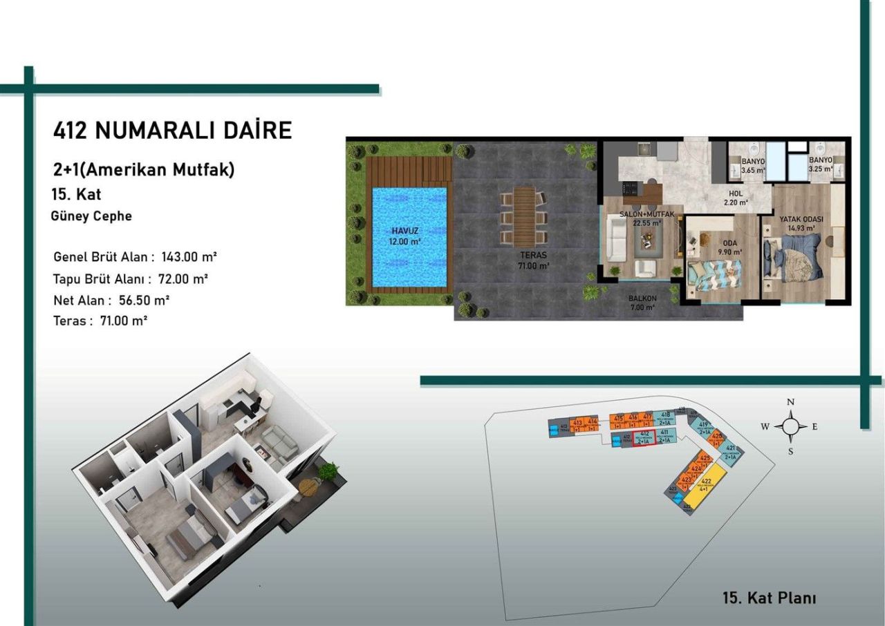 Квартира Алтынташ, Турция, 42 м² - фото 11