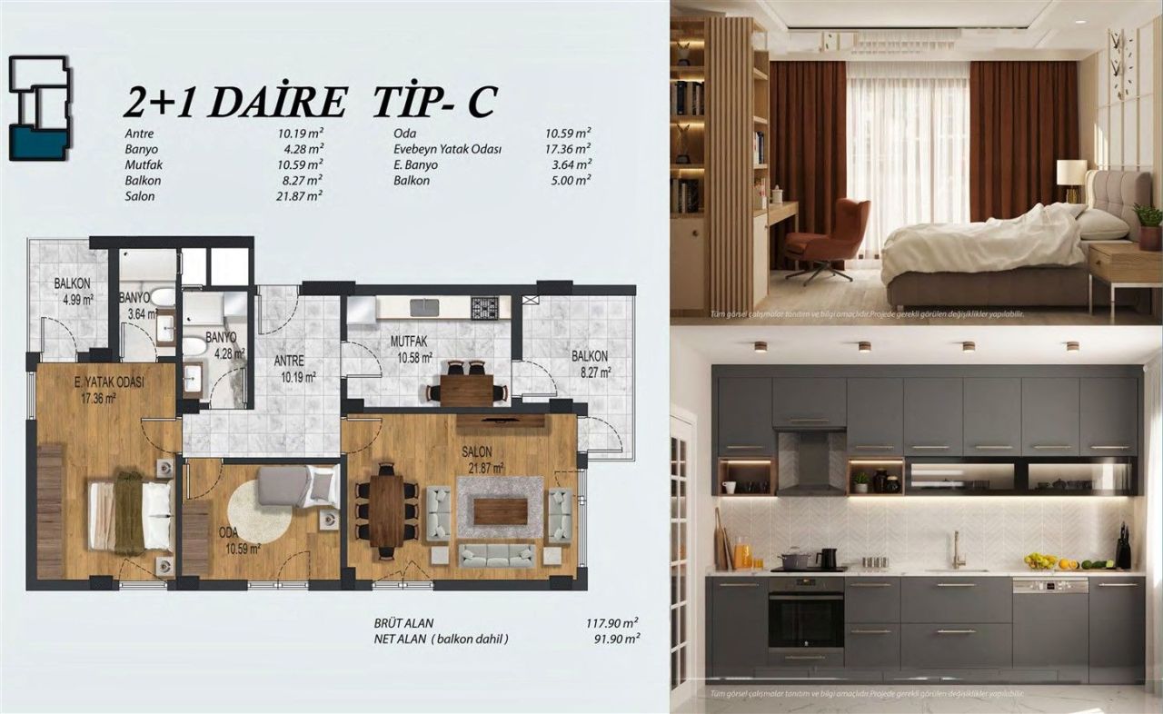 Квартира Алтынташ, Турция, 95 м² - фото 11