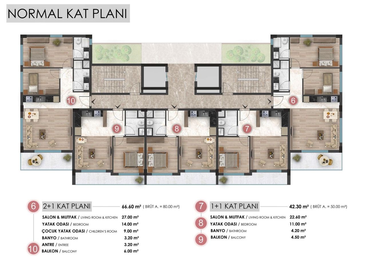 Квартира в Ларе, Турция, 50 м² - фото 11