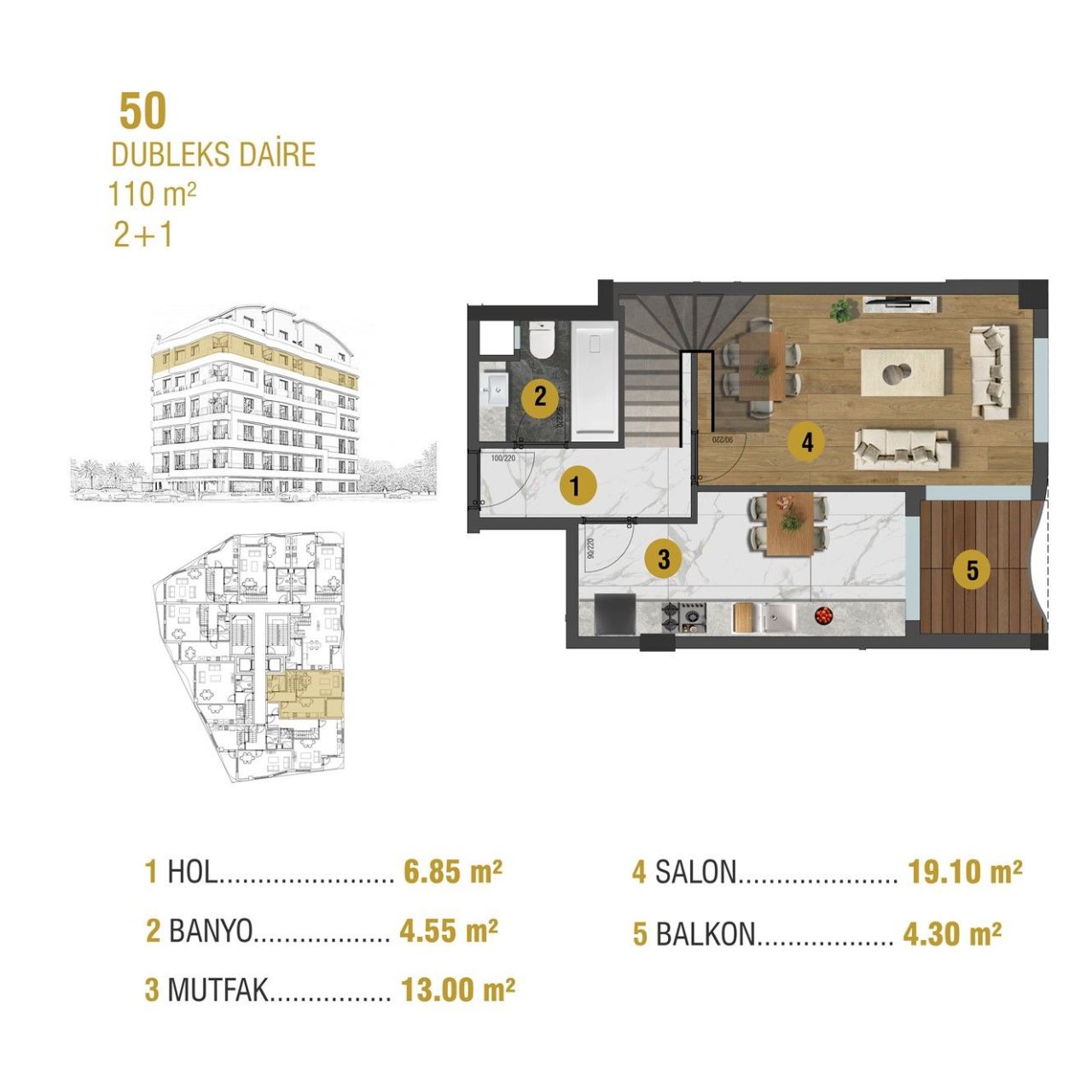 Квартира Центр, Турция, 54 м² - фото 11