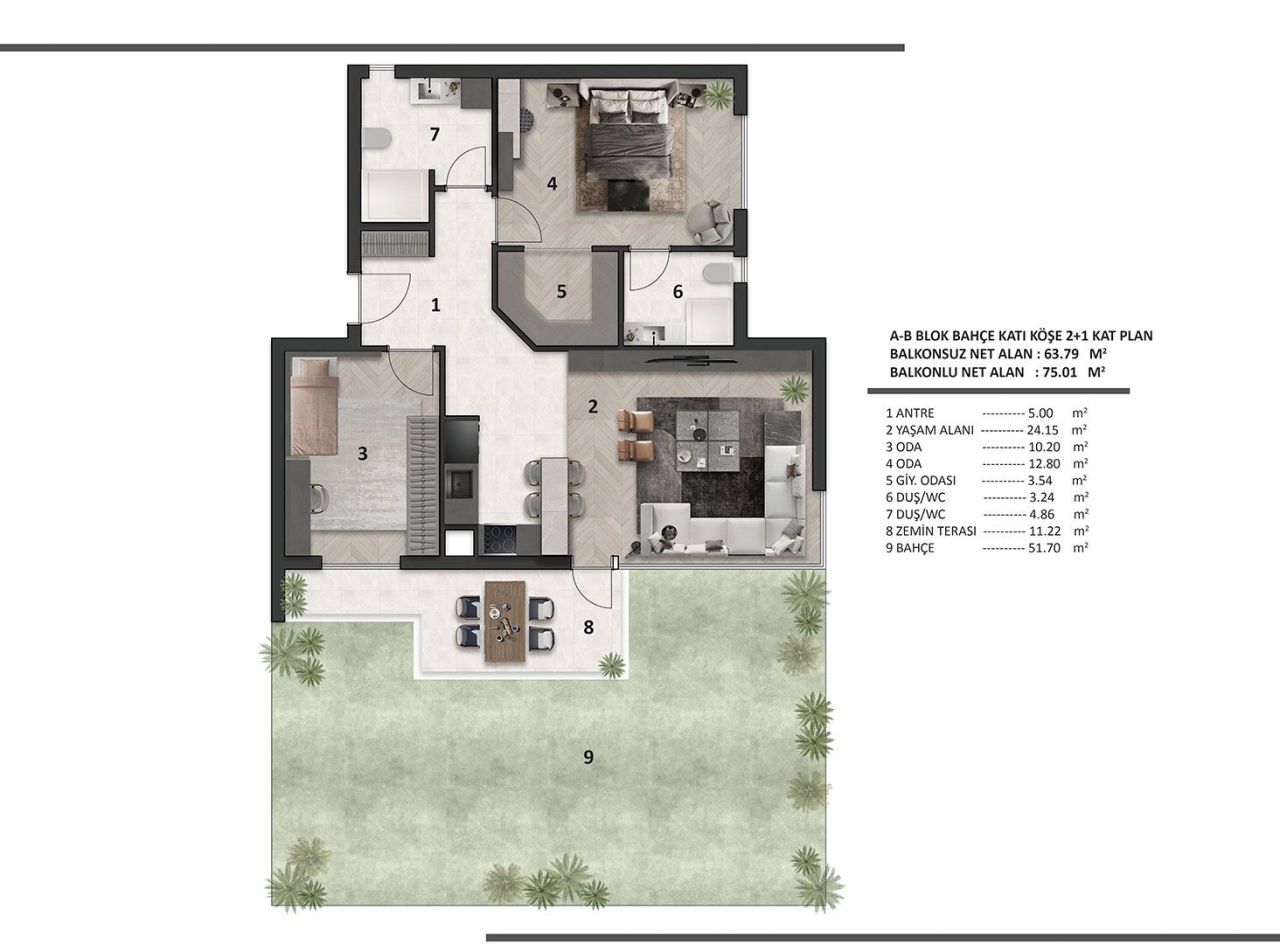 Квартира Алтынташ, Турция, 75 м² - фото 11