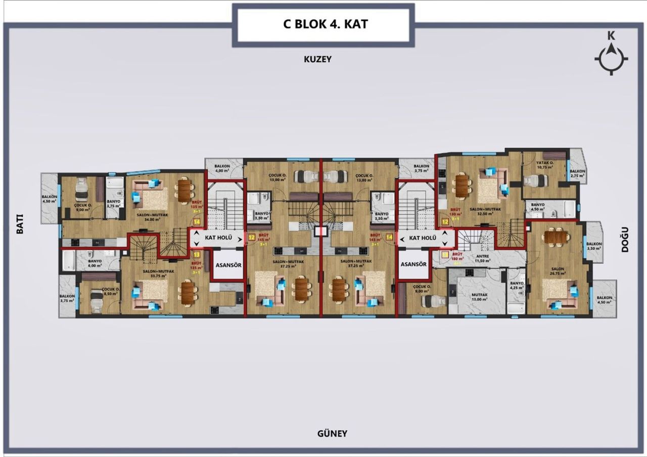 Квартира Центр, Турция, 50 м² - фото 13