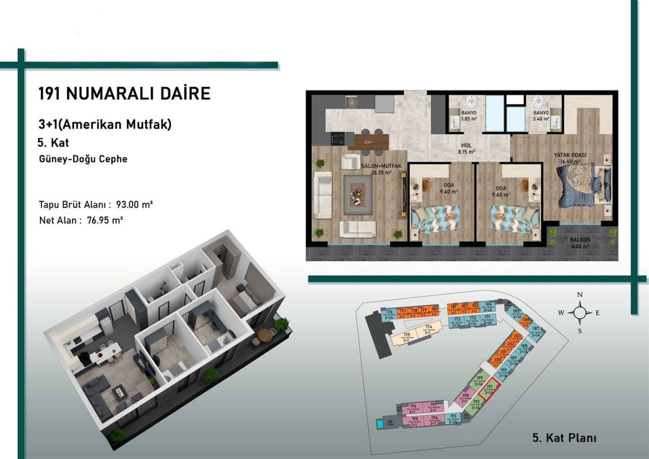 Квартира Алтынташ, Турция, 42 м² - фото 13