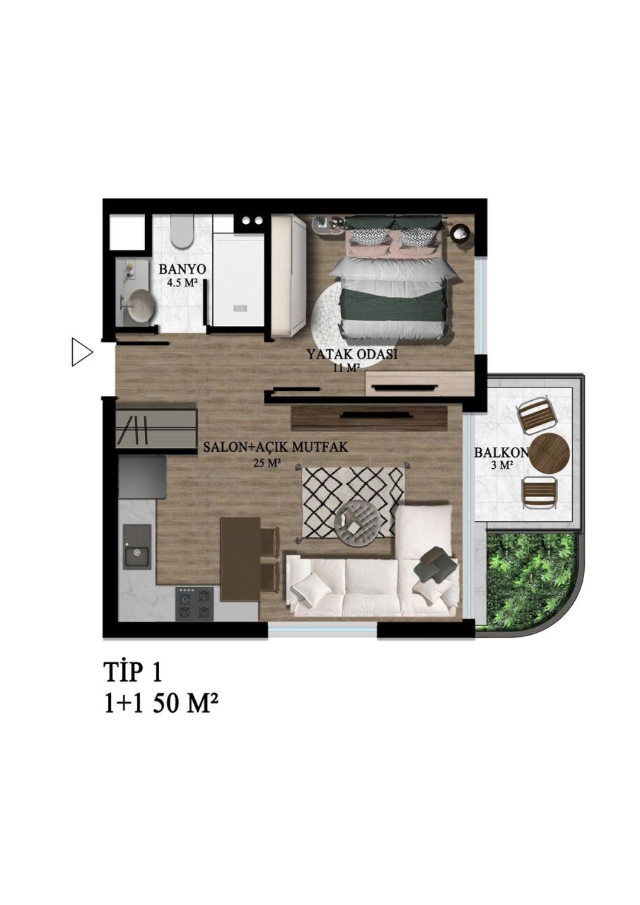 Квартира Алтынташ, Турция, 58 м² - фото 15
