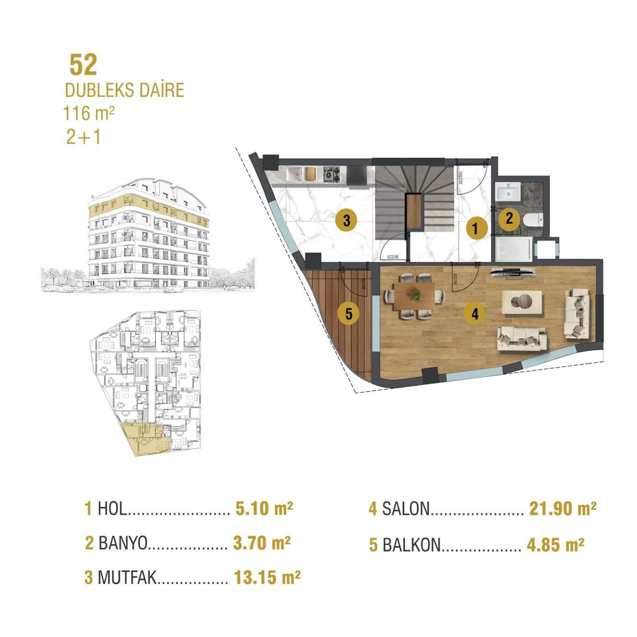 Квартира Центр, Турция, 54 м² - фото 15