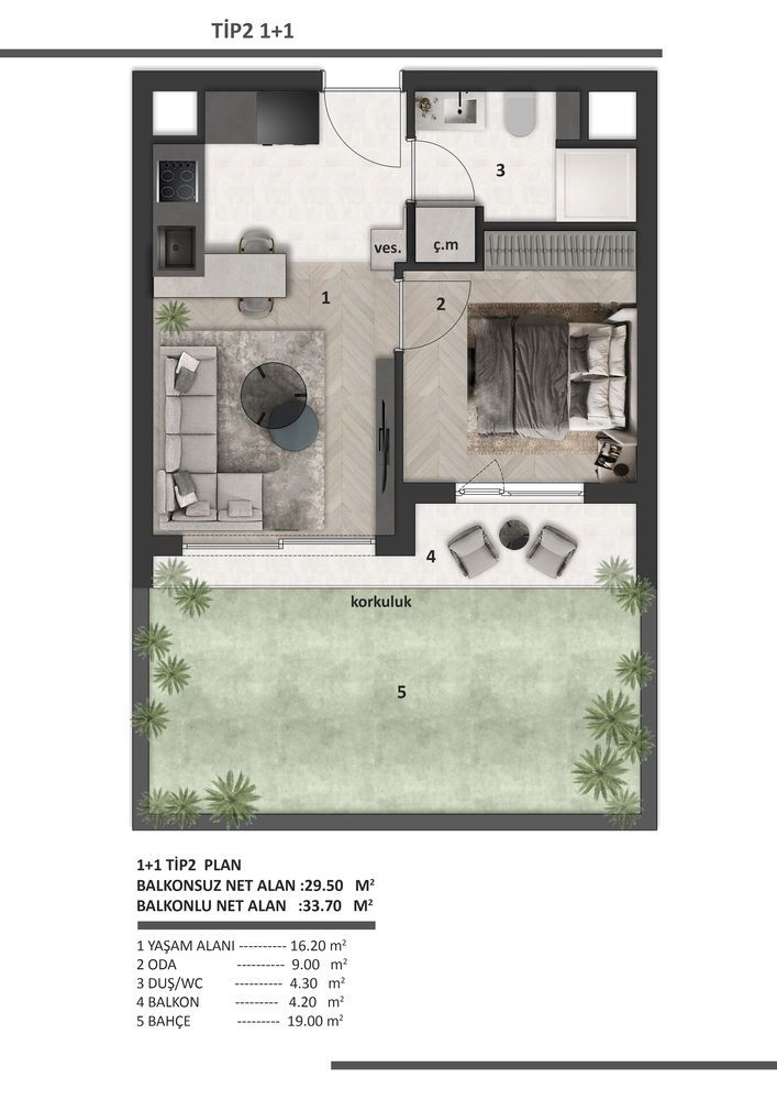 Квартира Алтынташ, Турция, 40 м² - фото 17