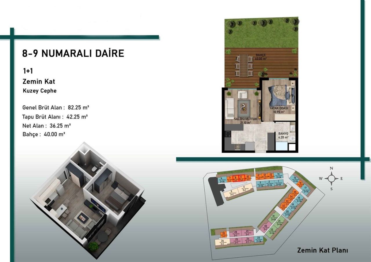 Квартира Алтынташ, Турция, 42 м² - фото 17