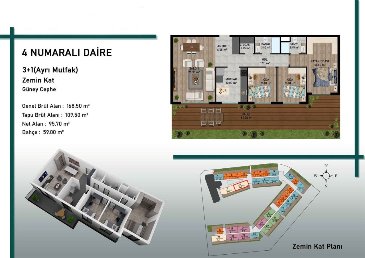 Квартира Алтынташ, Турция, 42 м² - фото 18