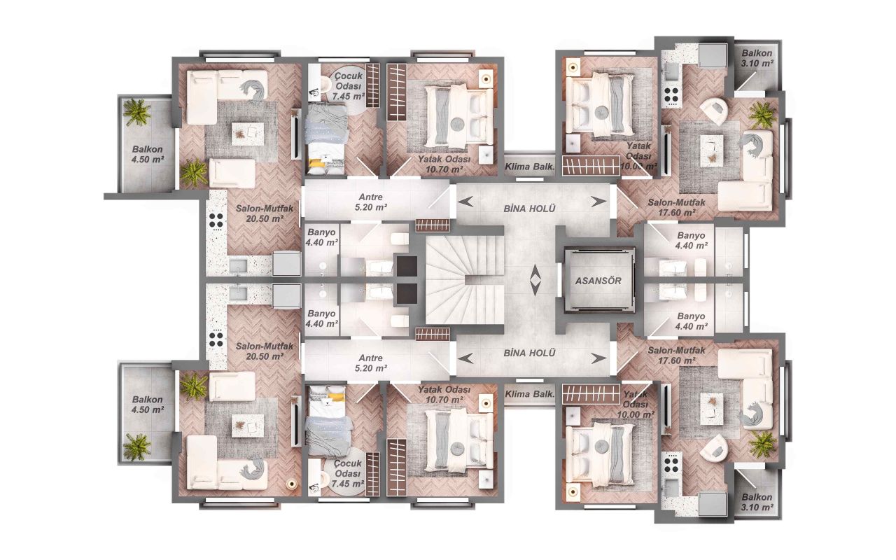 Квартира в Анталии, Турция, 60 м² - фото 18
