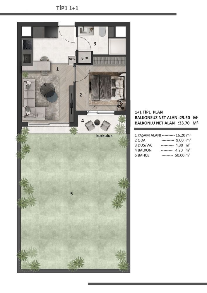 Квартира Алтынташ, Турция, 40 м² - фото 19