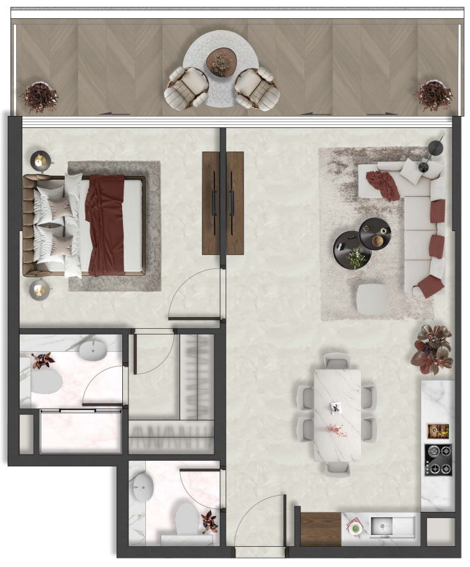 Квартира в Рас-эль-Хайме, ОАЭ, 68 м² - фото 10