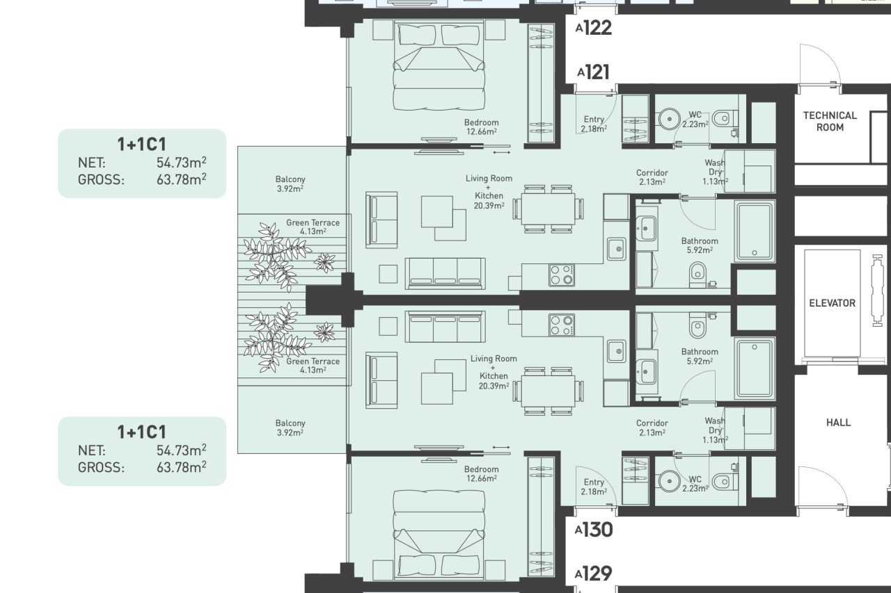 Квартира в Будве, Черногория, 63.78 м² - фото 15