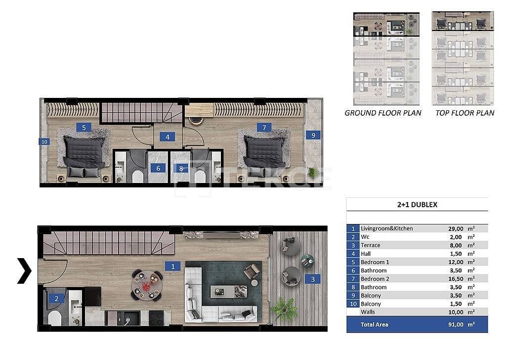 Пентхаус в Алании, Турция, 115 м² - фото 12