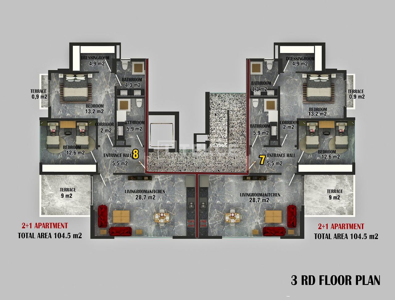 Апартаменты в Алании, Турция, 104 м² - фото 9