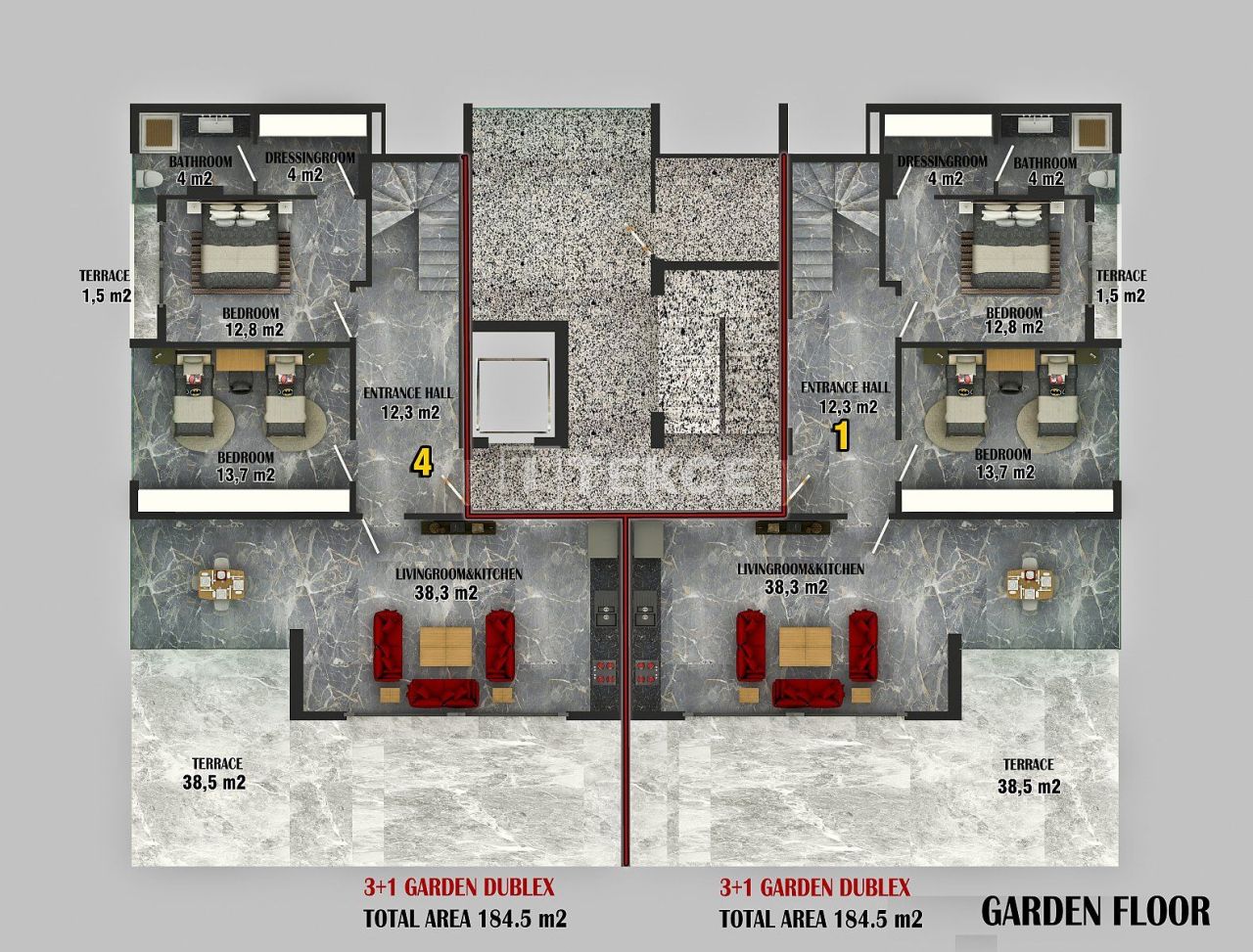 Апартаменты в Алании, Турция, 104 м² - фото 12