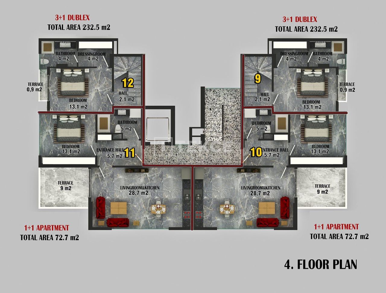 Апартаменты в Алании, Турция, 72 м² - фото 13