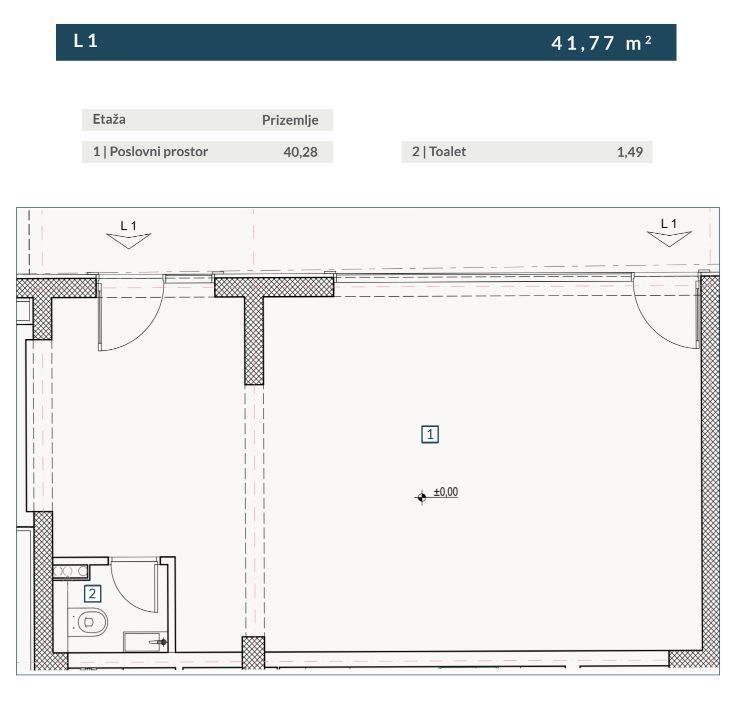 Офис в Будве, Черногория, 41.77 м² - фото 1
