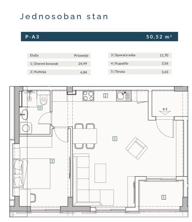 Апартаменты в Будве, Черногория, 50.52 м² - фото 1