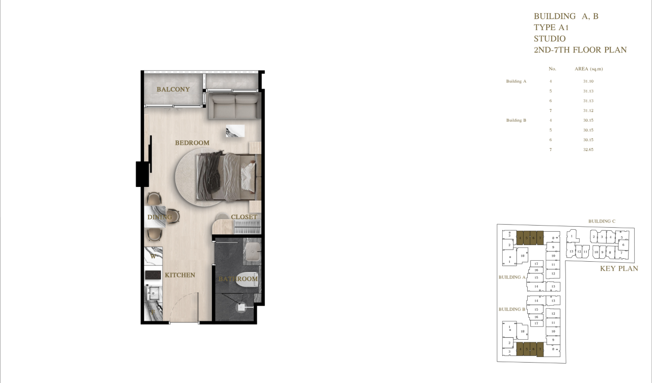 Квартира в Паттайе, Таиланд, 30.15 м² - фото 2
