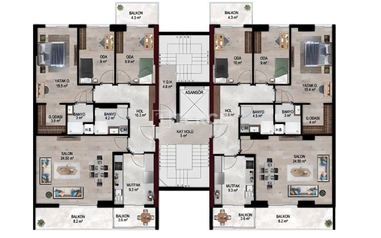 Апартаменты Байраклы, Турция, 115 м² - фото 8