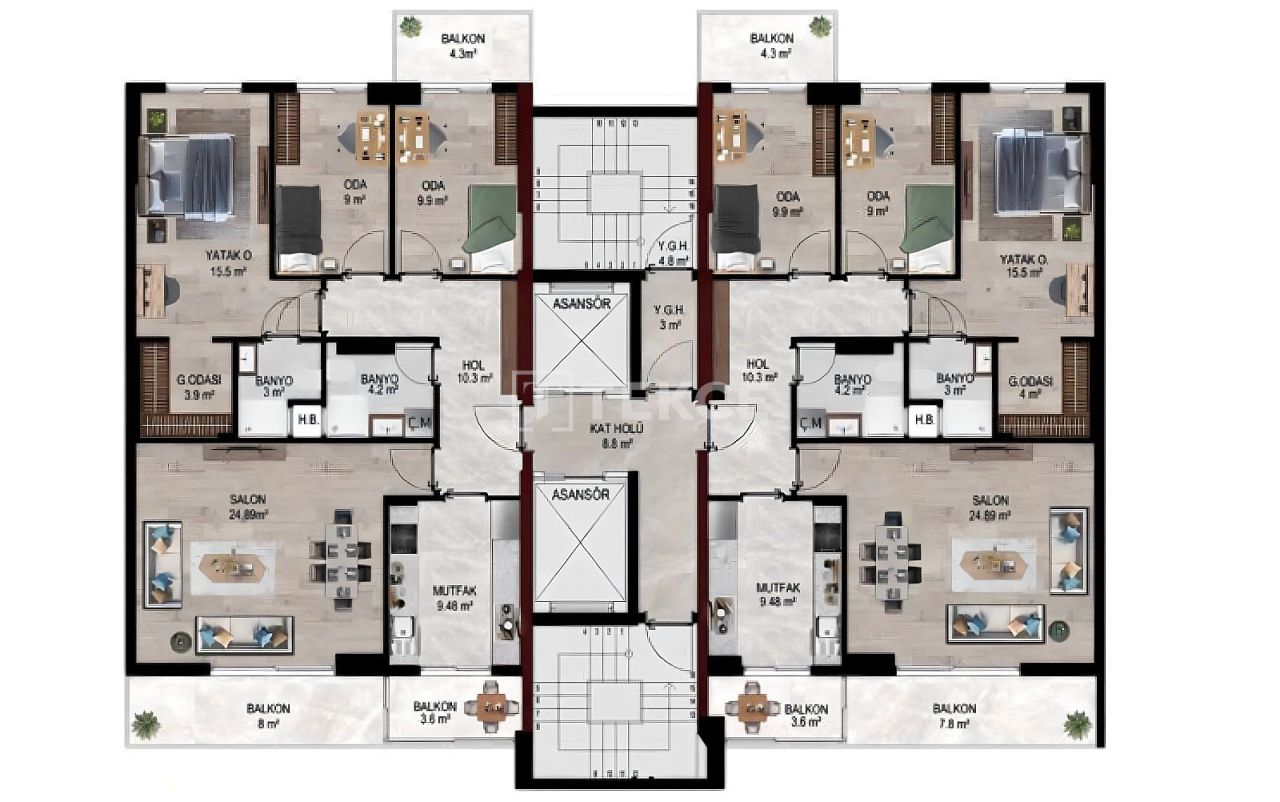 Апартаменты Байраклы, Турция, 115 м² - фото 9