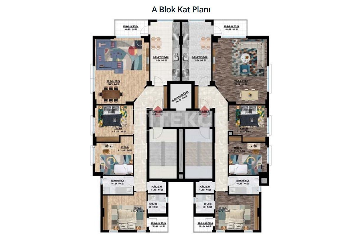 Апартаменты Байраклы, Турция, 130 м² - фото 7